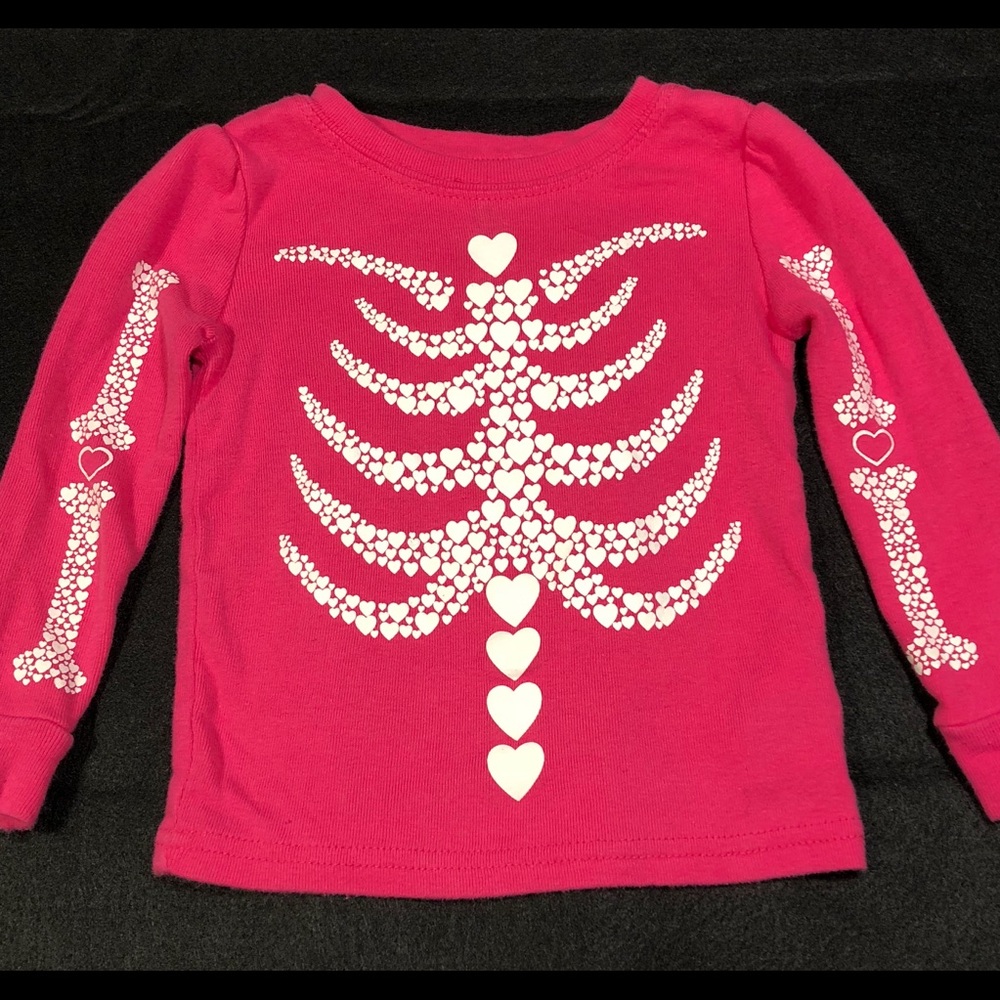 Girl Pink Glow in the Dark Halloween Shirt 12-18mo